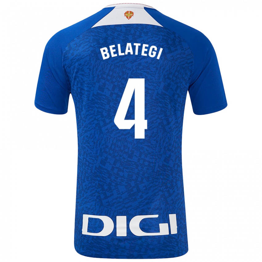 Enfant Maillot Danel Belategi #4 Bleu Roi Tenues Extérieur 2024/25 T-Shirt Belgique