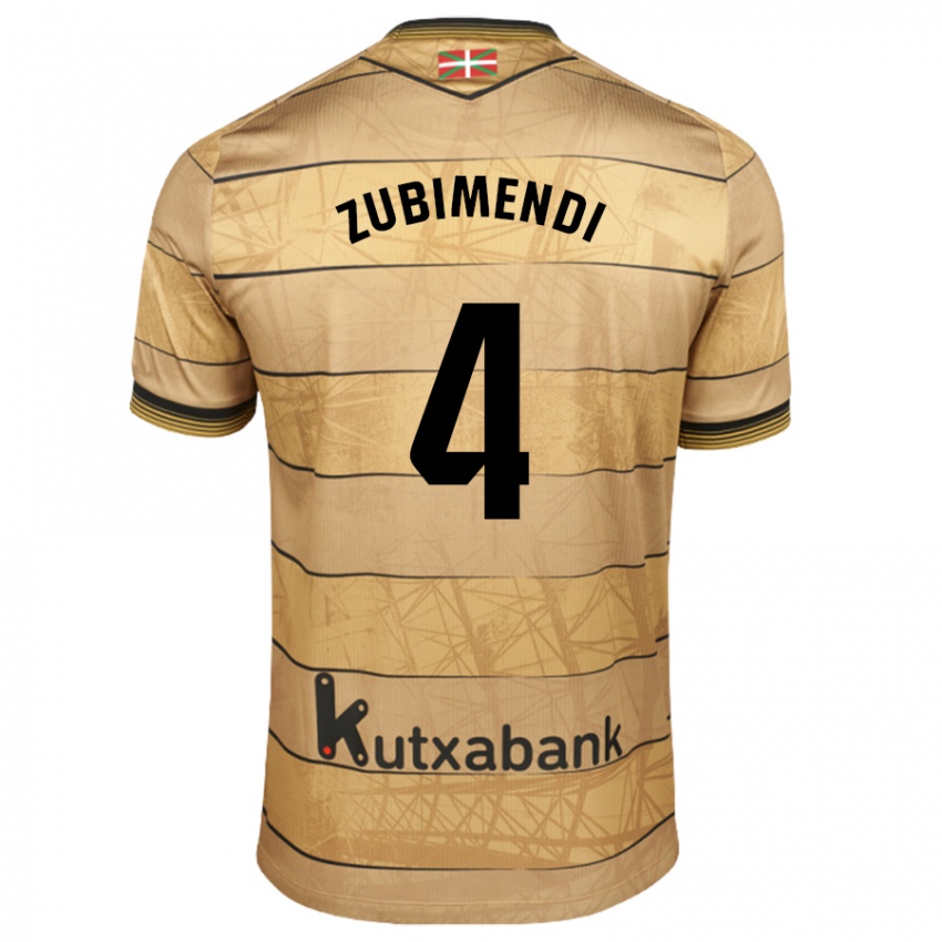 Kinder Martín Zubimendi #4 Braun Auswärtstrikot Trikot 2024/25 T-Shirt Belgien