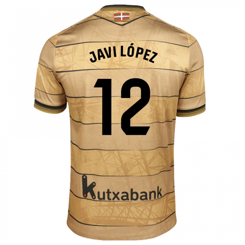 Enfant Maillot Javi López #12 Marron Tenues Extérieur 2024/25 T-Shirt Belgique