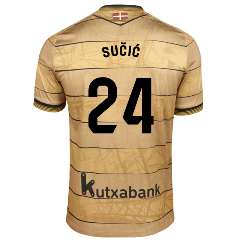 Enfant Maillot Luka Sucic #24 Marron Tenues Extérieur 2024/25 T-Shirt Belgique