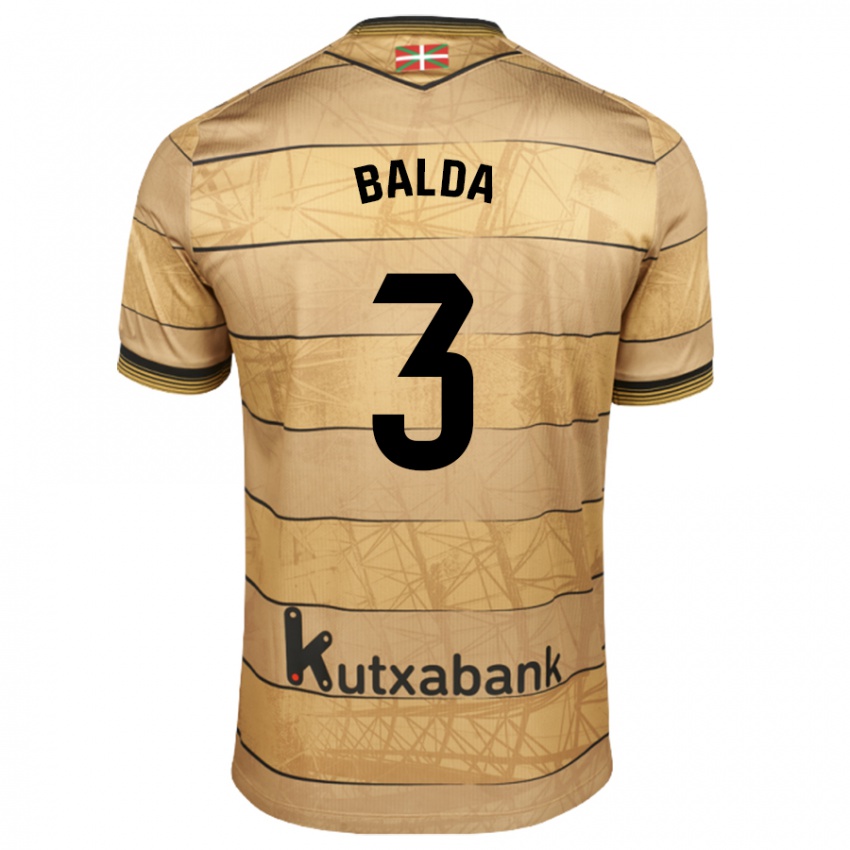 Enfant Maillot Jon Balda #3 Marron Tenues Extérieur 2024/25 T-Shirt Belgique