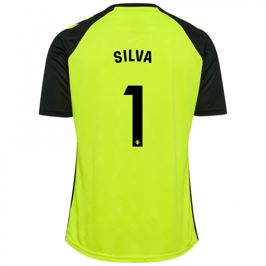 Kinder Rui Silva #1 Fluoreszierendes Gelb Schwarz Auswärtstrikot Trikot 2024/25 T-Shirt Belgien