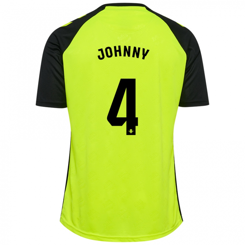 Kinder Johnny Cardoso #4 Fluoreszierendes Gelb Schwarz Auswärtstrikot Trikot 2024/25 T-Shirt Belgien