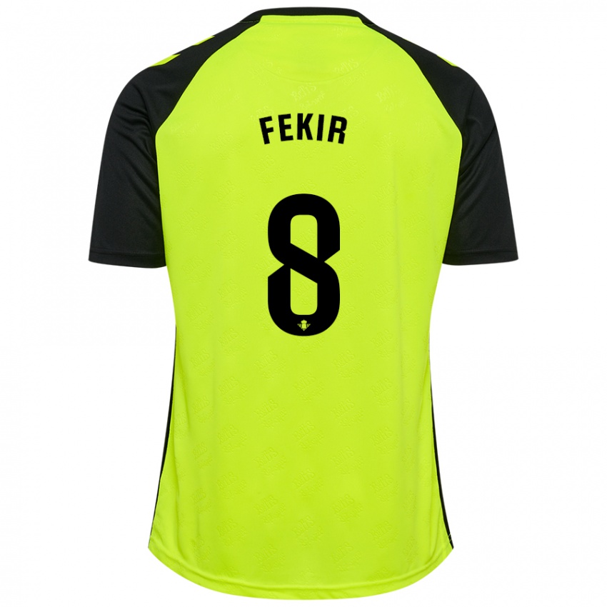 Kinder Nabil Fekir #8 Fluoreszierendes Gelb Schwarz Auswärtstrikot Trikot 2024/25 T-Shirt Belgien