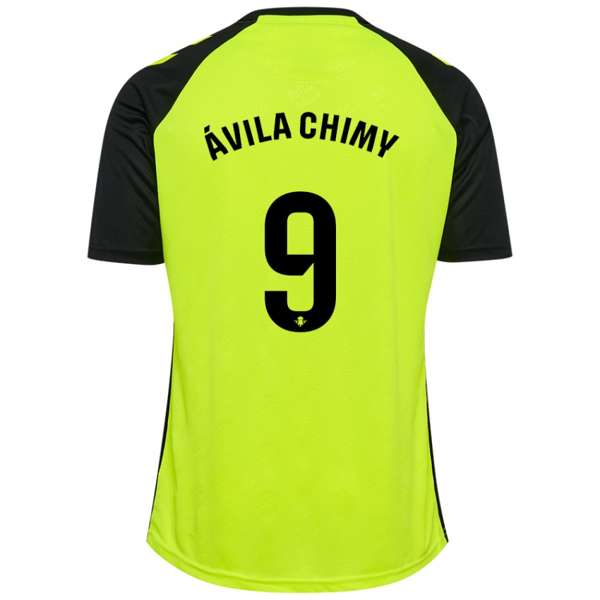 Kinder Chimy Ávila #9 Fluoreszierendes Gelb Schwarz Auswärtstrikot Trikot 2024/25 T-Shirt Belgien