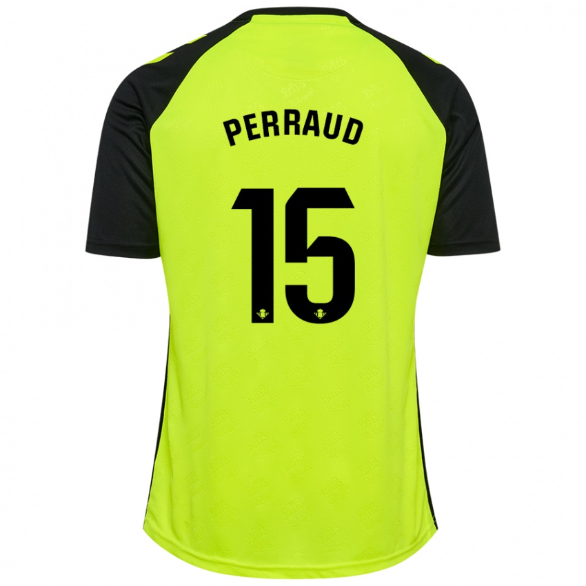 Kinder Romain Perraud #15 Fluoreszierendes Gelb Schwarz Auswärtstrikot Trikot 2024/25 T-Shirt Belgien