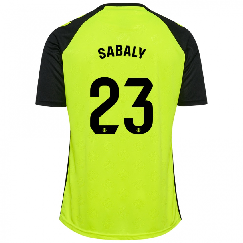 Kinder Youssouf Sabaly #23 Fluoreszierendes Gelb Schwarz Auswärtstrikot Trikot 2024/25 T-Shirt Belgien