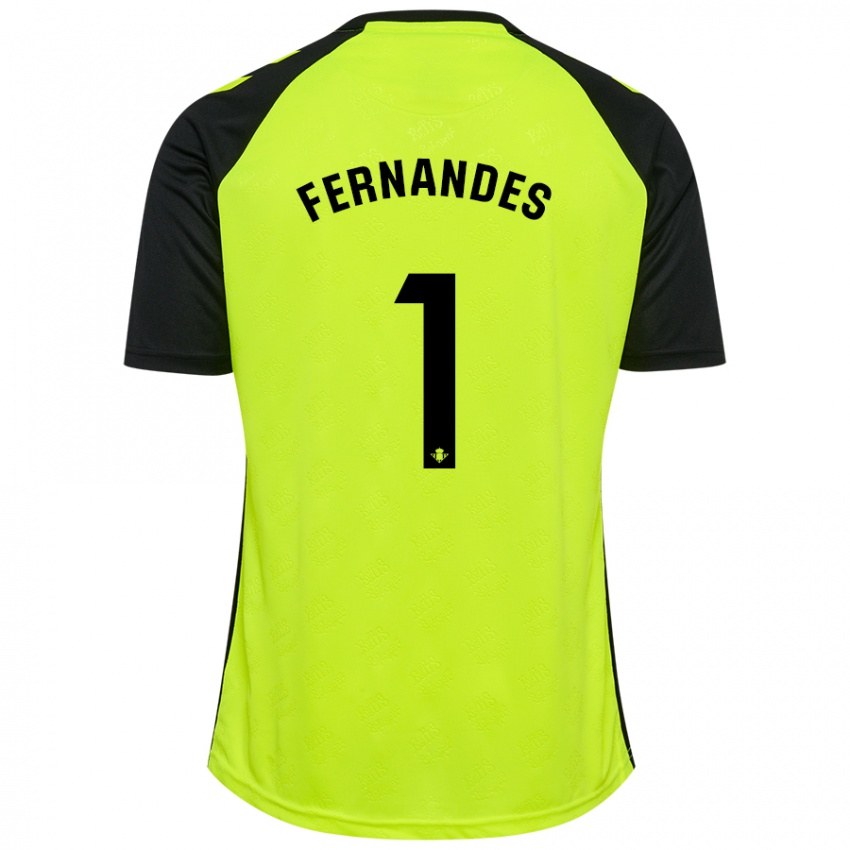 Kinder Guilherme Fernandes #1 Fluoreszierendes Gelb Schwarz Auswärtstrikot Trikot 2024/25 T-Shirt Belgien