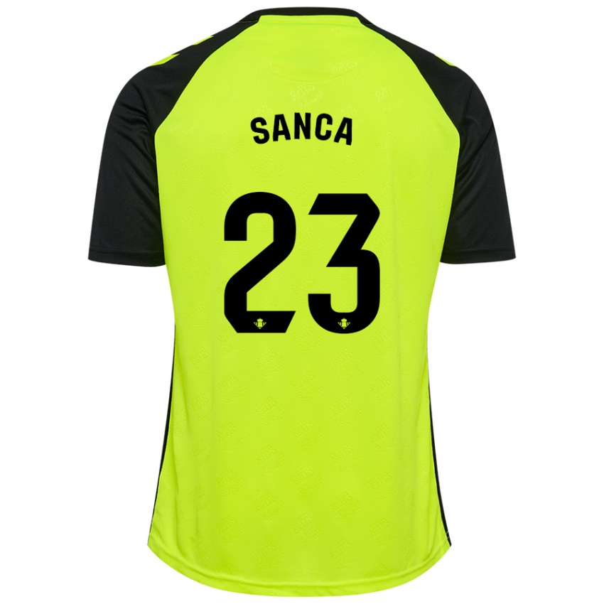 Kinder Marciano Sanca #23 Fluoreszierendes Gelb Schwarz Auswärtstrikot Trikot 2024/25 T-Shirt Belgien