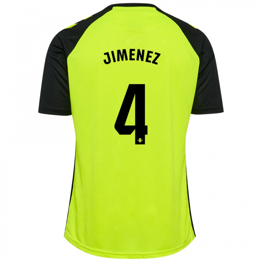 Kinder María Jiménez Gutiérrez #4 Fluoreszierendes Gelb Schwarz Auswärtstrikot Trikot 2024/25 T-Shirt Belgien