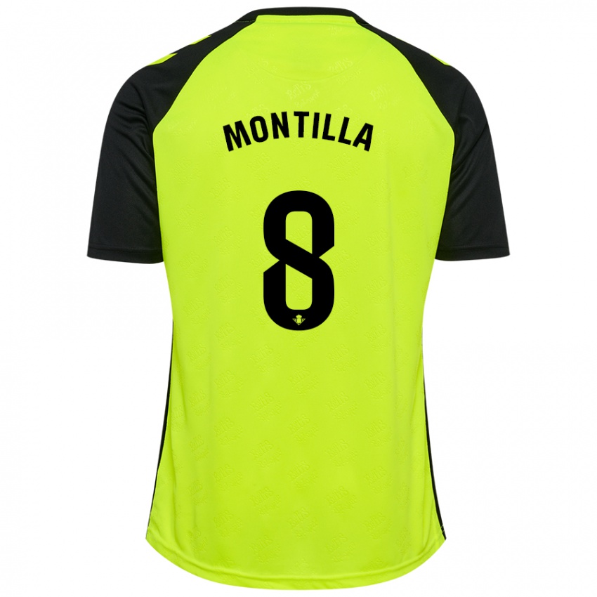 Kinder Natalia Montilla #8 Fluoreszierendes Gelb Schwarz Auswärtstrikot Trikot 2024/25 T-Shirt Belgien