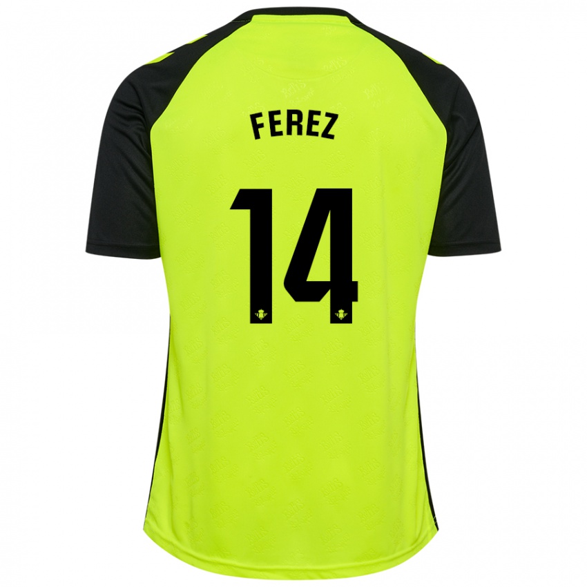 Kinder Carolina Férez #14 Fluoreszierendes Gelb Schwarz Auswärtstrikot Trikot 2024/25 T-Shirt Belgien