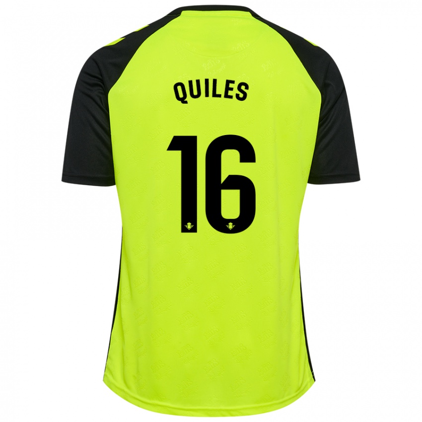 Kinder Violeta García Quiles #16 Fluoreszierendes Gelb Schwarz Auswärtstrikot Trikot 2024/25 T-Shirt Belgien