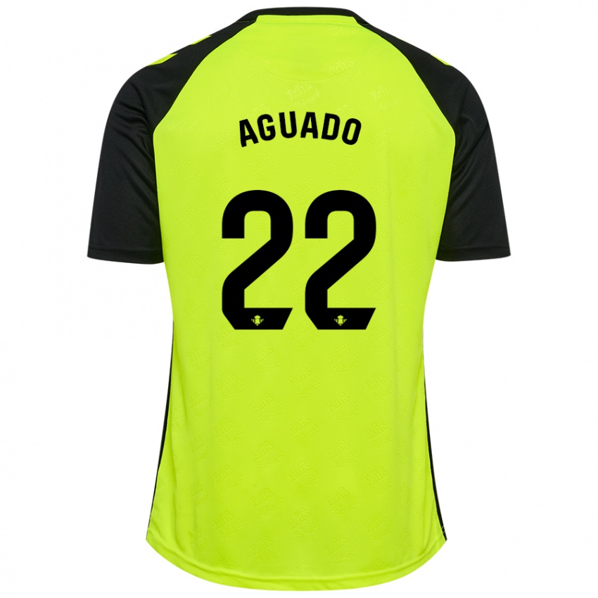 Kinder Julia Aguado Fernández #22 Fluoreszierendes Gelb Schwarz Auswärtstrikot Trikot 2024/25 T-Shirt Belgien