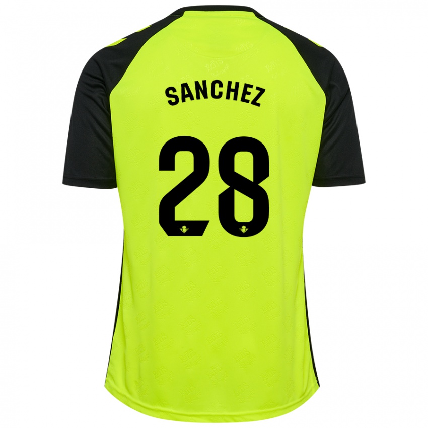 Kinder Marina Sánchez #28 Fluoreszierendes Gelb Schwarz Auswärtstrikot Trikot 2024/25 T-Shirt Belgien