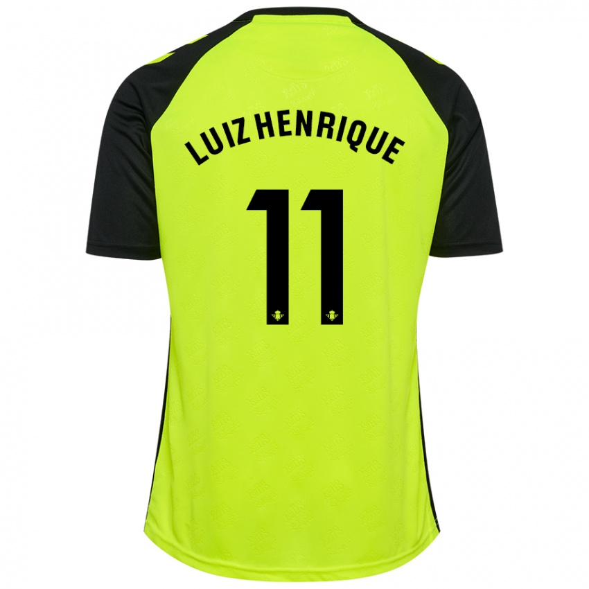 Kinder Luiz Henrique #11 Fluoreszierendes Gelb Schwarz Auswärtstrikot Trikot 2024/25 T-Shirt Belgien