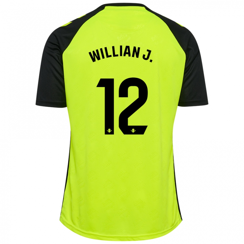 Kinder Willian José #12 Fluoreszierendes Gelb Schwarz Auswärtstrikot Trikot 2024/25 T-Shirt Belgien