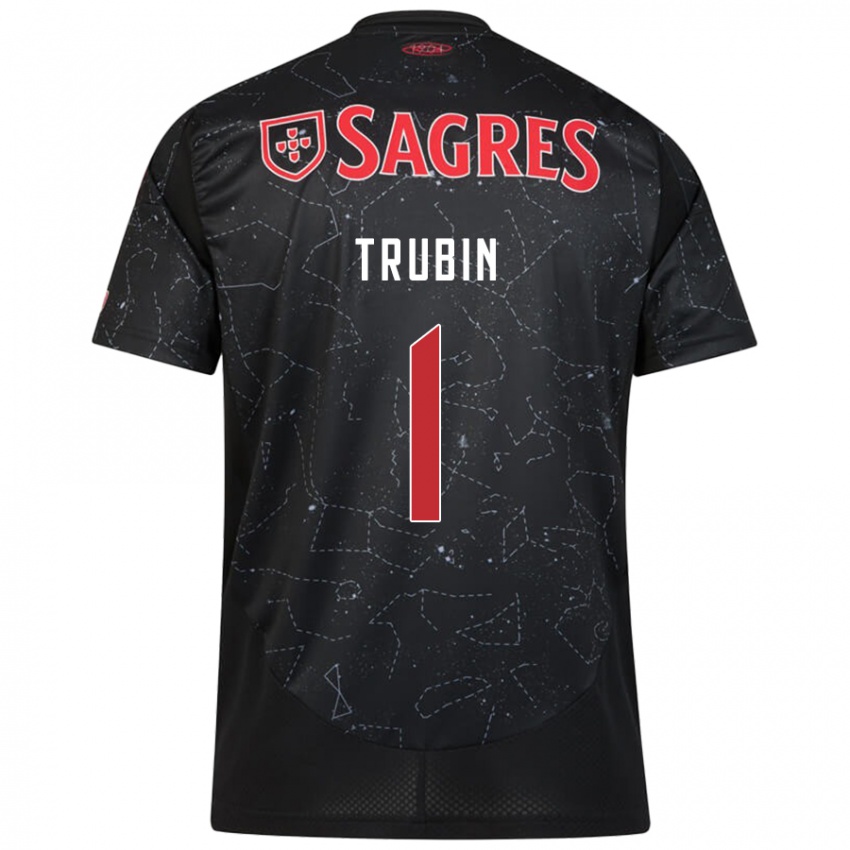 Enfant Maillot Anatoliy Trubin #1 Noir Rouge Tenues Extérieur 2024/25 T-Shirt Belgique