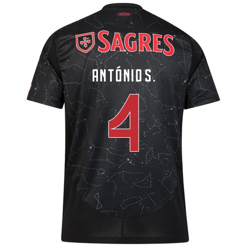 Enfant Maillot António Silva #4 Noir Rouge Tenues Extérieur 2024/25 T-Shirt Belgique