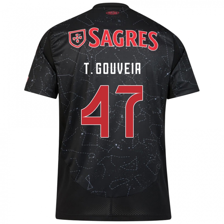 Enfant Maillot Tiago Gouveia #47 Noir Rouge Tenues Extérieur 2024/25 T-Shirt Belgique