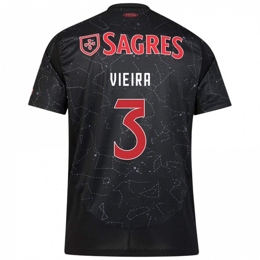 Enfant Maillot Miguel Vieira #3 Noir Rouge Tenues Extérieur 2024/25 T-Shirt Belgique