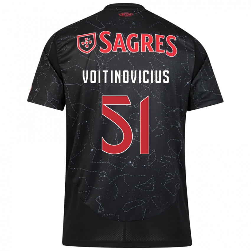 Enfant Maillot Arnas Voitinovicius #51 Noir Rouge Tenues Extérieur 2024/25 T-Shirt Belgique