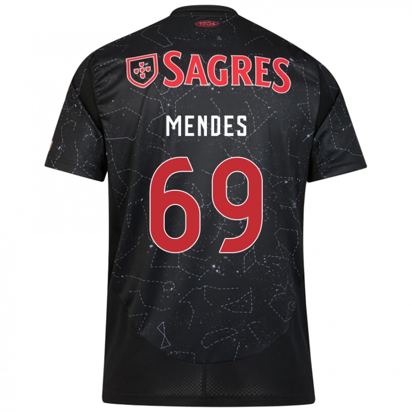 Enfant Maillot Vladimir Mendes #69 Noir Rouge Tenues Extérieur 2024/25 T-Shirt Belgique