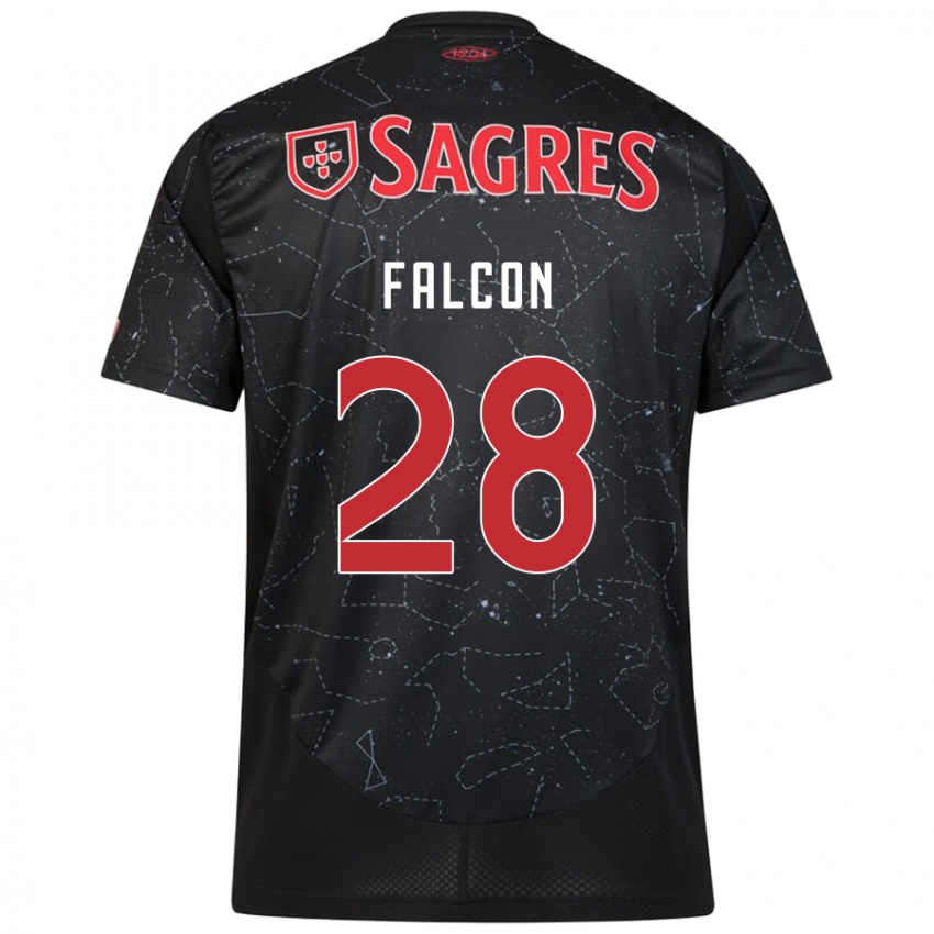 Enfant Maillot Andrea Falcón #28 Noir Rouge Tenues Extérieur 2024/25 T-Shirt Belgique