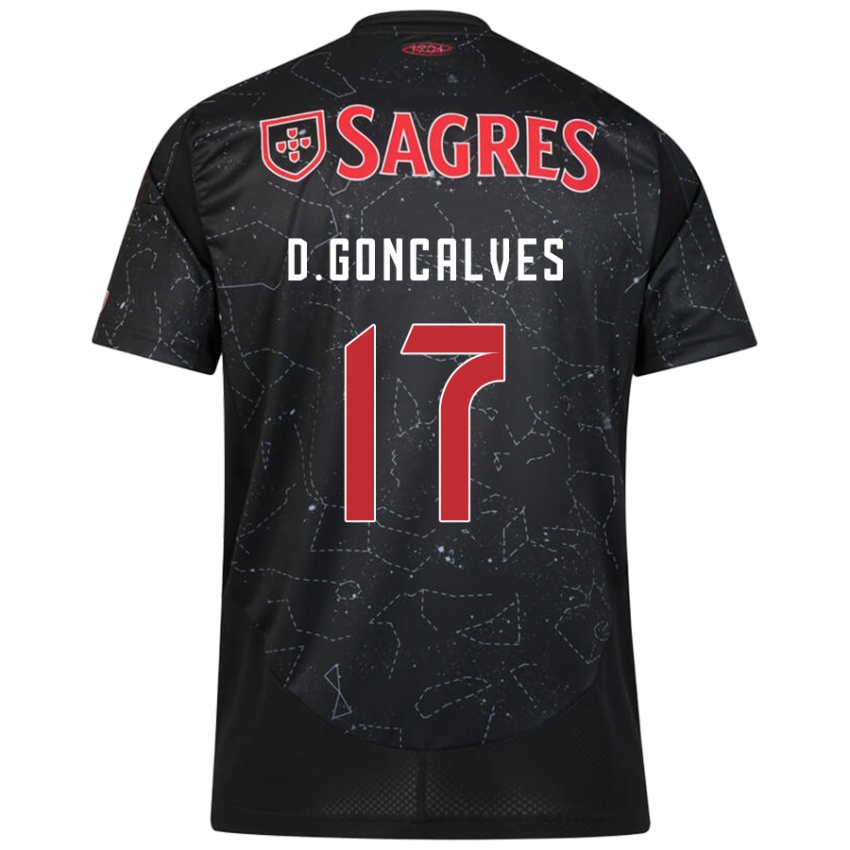 Kinderen Diogo Goncalves #17 Zwart Rood Uitshirt Uittenue 2024/25 T-Shirt België