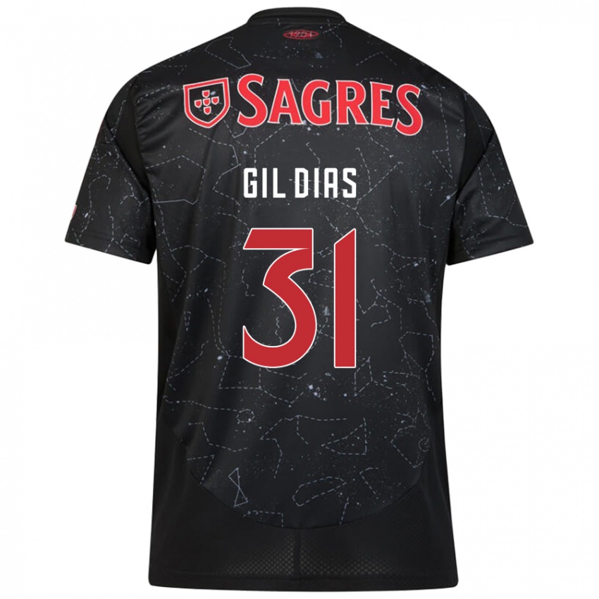 Kinderen Gil Dias #31 Zwart Rood Uitshirt Uittenue 2024/25 T-Shirt België