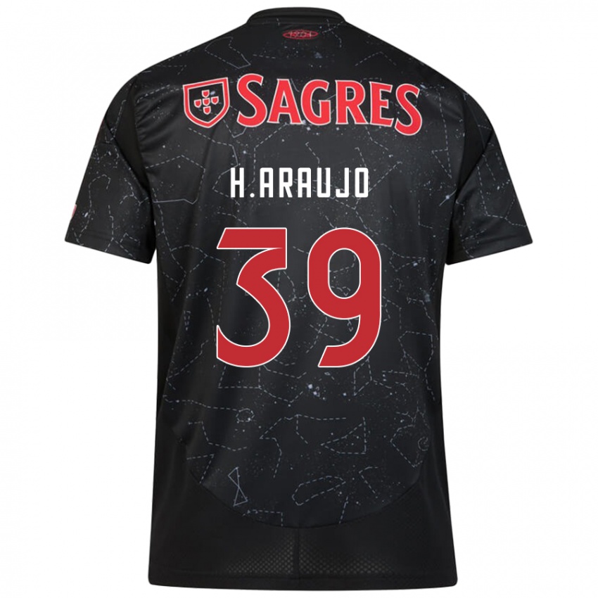 Kinderen Henrique Araujo #39 Zwart Rood Uitshirt Uittenue 2024/25 T-Shirt België