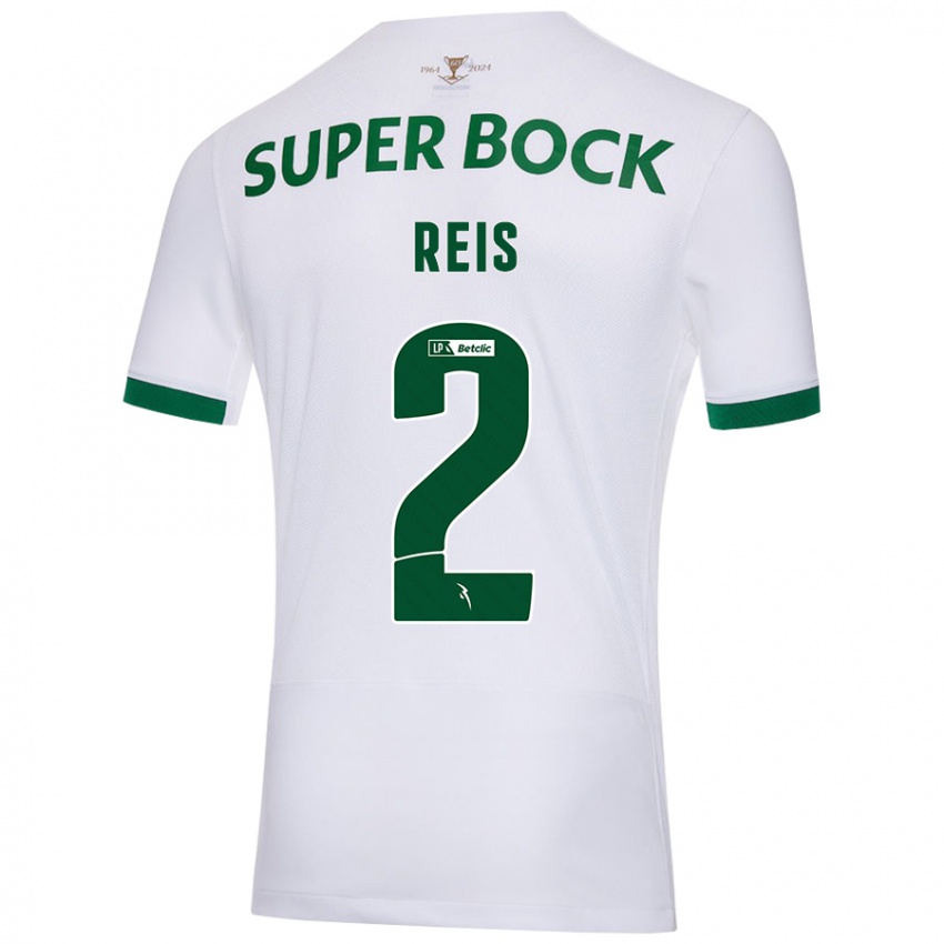 Enfant Maillot Matheus Reis #2 Blanc Vert Tenues Extérieur 2024/25 T-Shirt Belgique