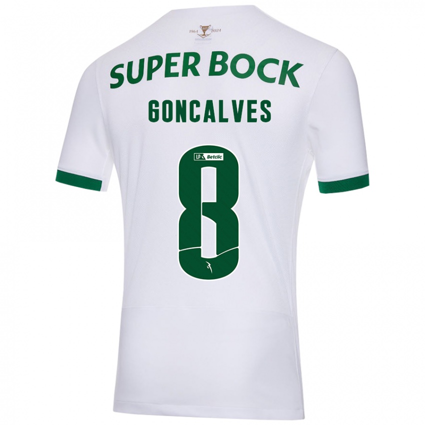 Enfant Maillot Pedro Gonçalves #8 Blanc Vert Tenues Extérieur 2024/25 T-Shirt Belgique