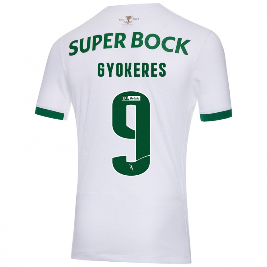 Enfant Maillot Viktor Gyökeres #9 Blanc Vert Tenues Extérieur 2024/25 T-Shirt Belgique