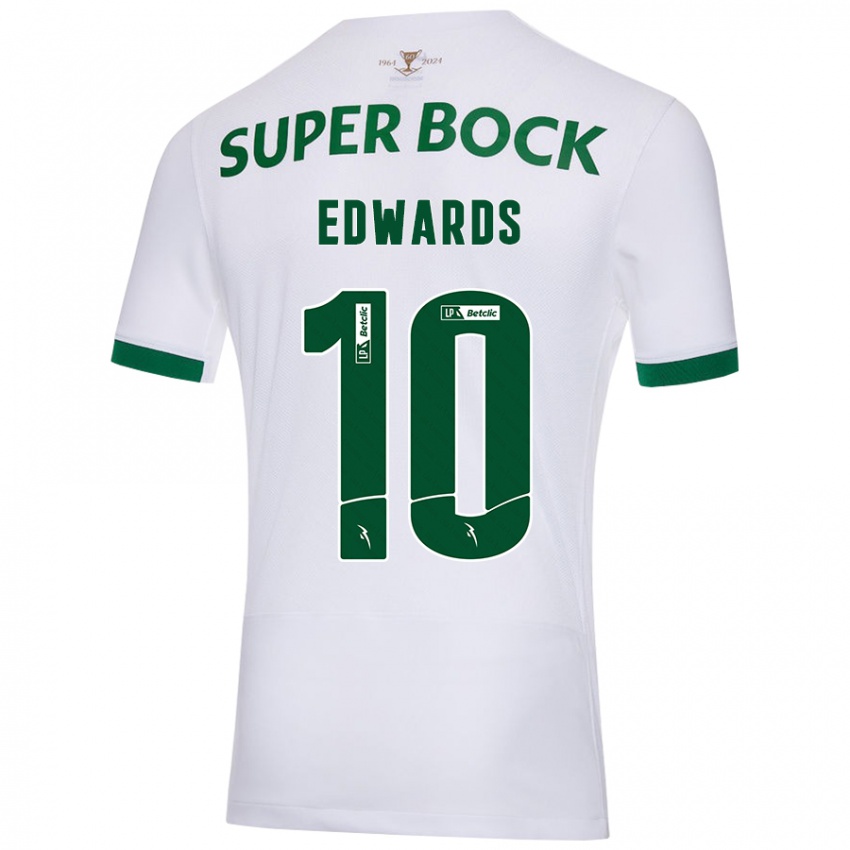 Enfant Maillot Marcus Edwards #10 Blanc Vert Tenues Extérieur 2024/25 T-Shirt Belgique