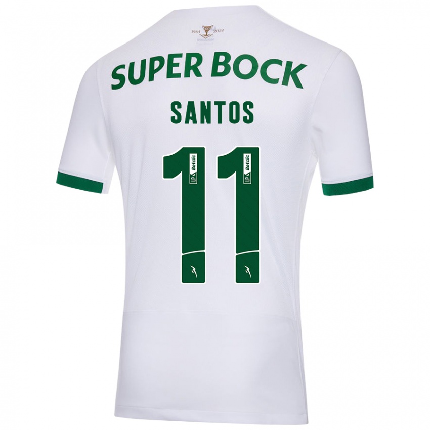 Kinderen Nuno Santos #11 Wit Groen Uitshirt Uittenue 2024/25 T-Shirt België