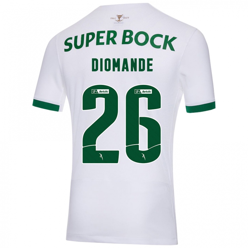 Enfant Maillot Ousmane Diomande #26 Blanc Vert Tenues Extérieur 2024/25 T-Shirt Belgique