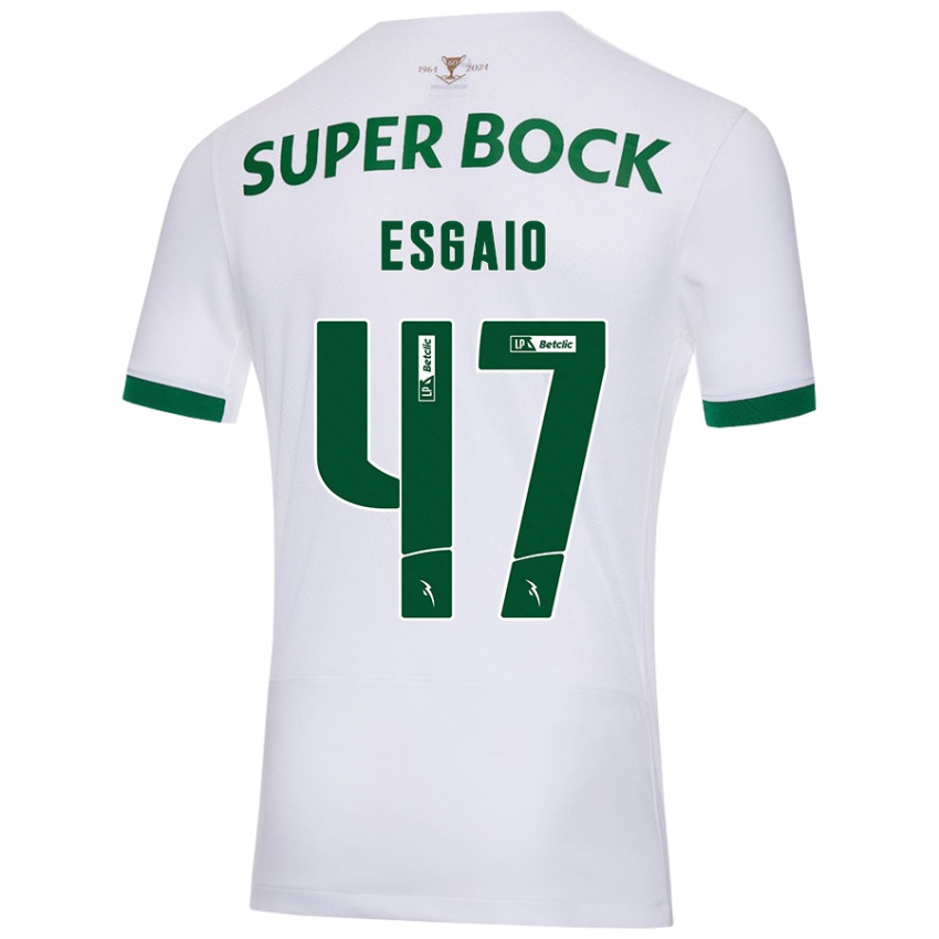 Enfant Maillot Ricardo Esgaio #47 Blanc Vert Tenues Extérieur 2024/25 T-Shirt Belgique