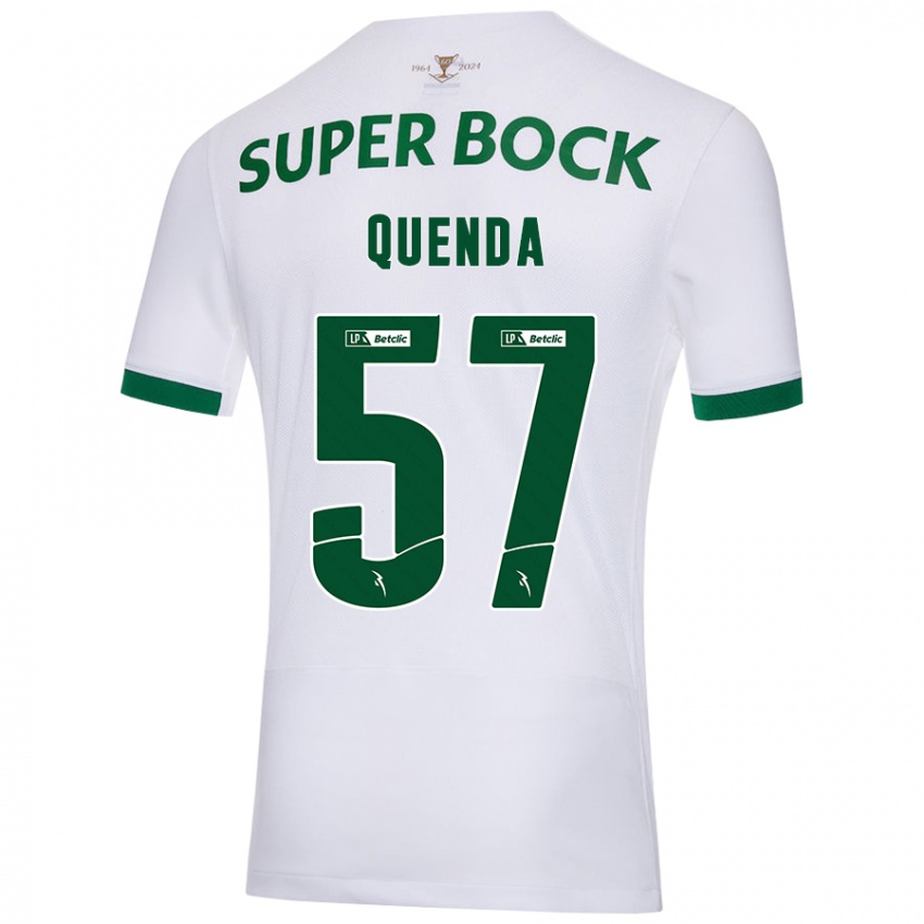 Enfant Maillot Geovany Quenda #57 Blanc Vert Tenues Extérieur 2024/25 T-Shirt Belgique