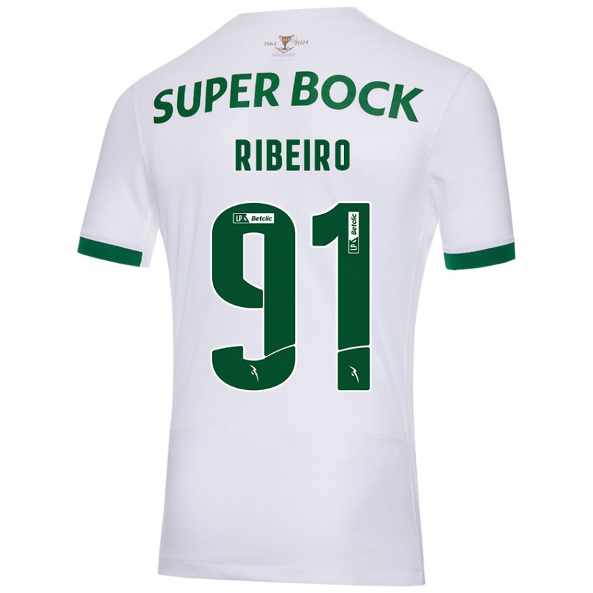 Enfant Maillot Rodrigo Ribeiro #91 Blanc Vert Tenues Extérieur 2024/25 T-Shirt Belgique