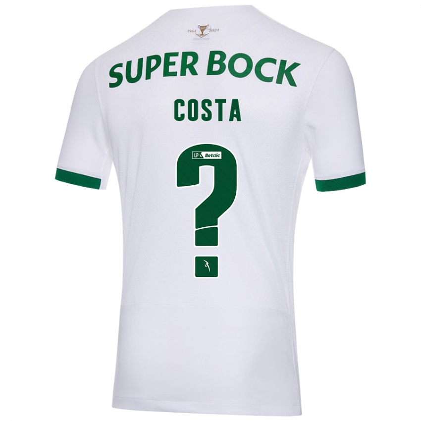 Enfant Maillot Daniel Costa #0 Blanc Vert Tenues Extérieur 2024/25 T-Shirt Belgique