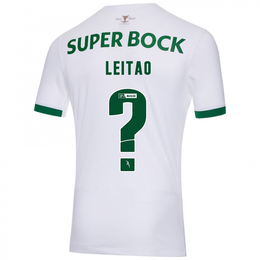 Enfant Maillot Tiago Leitão #0 Blanc Vert Tenues Extérieur 2024/25 T-Shirt Belgique