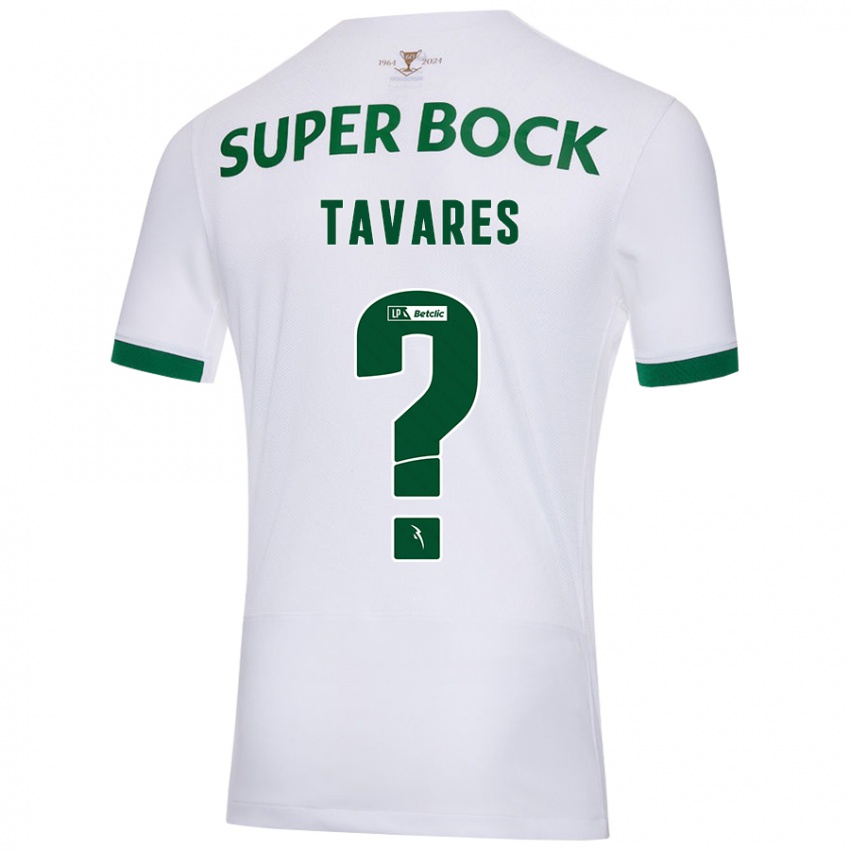 Enfant Maillot Leonardo Tavares #0 Blanc Vert Tenues Extérieur 2024/25 T-Shirt Belgique