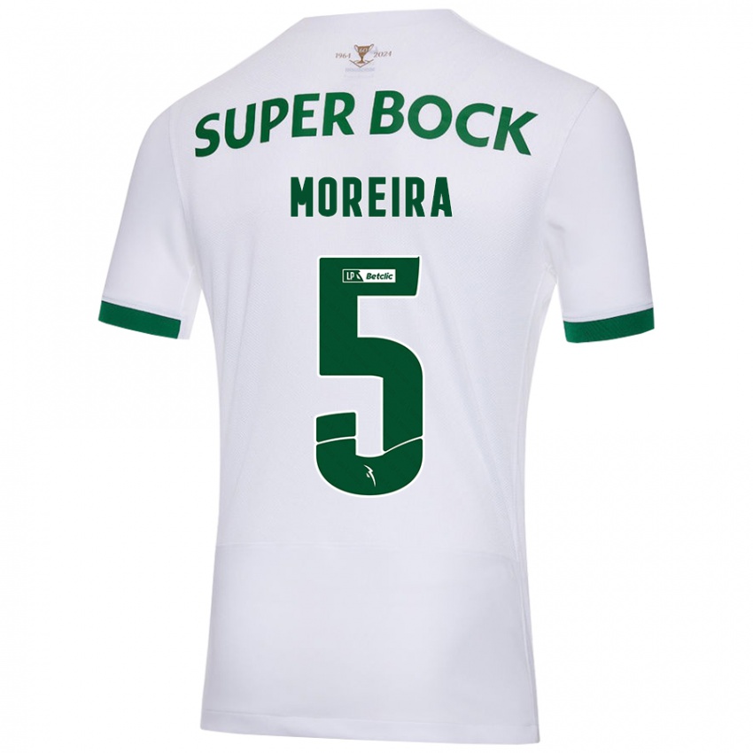 Enfant Maillot David Moreira #5 Blanc Vert Tenues Extérieur 2024/25 T-Shirt Belgique