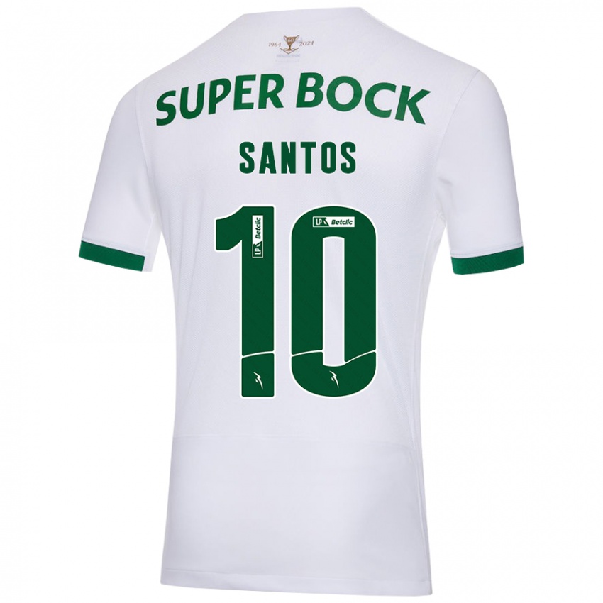 Kinderen Guilherme Santos #10 Wit Groen Uitshirt Uittenue 2024/25 T-Shirt België