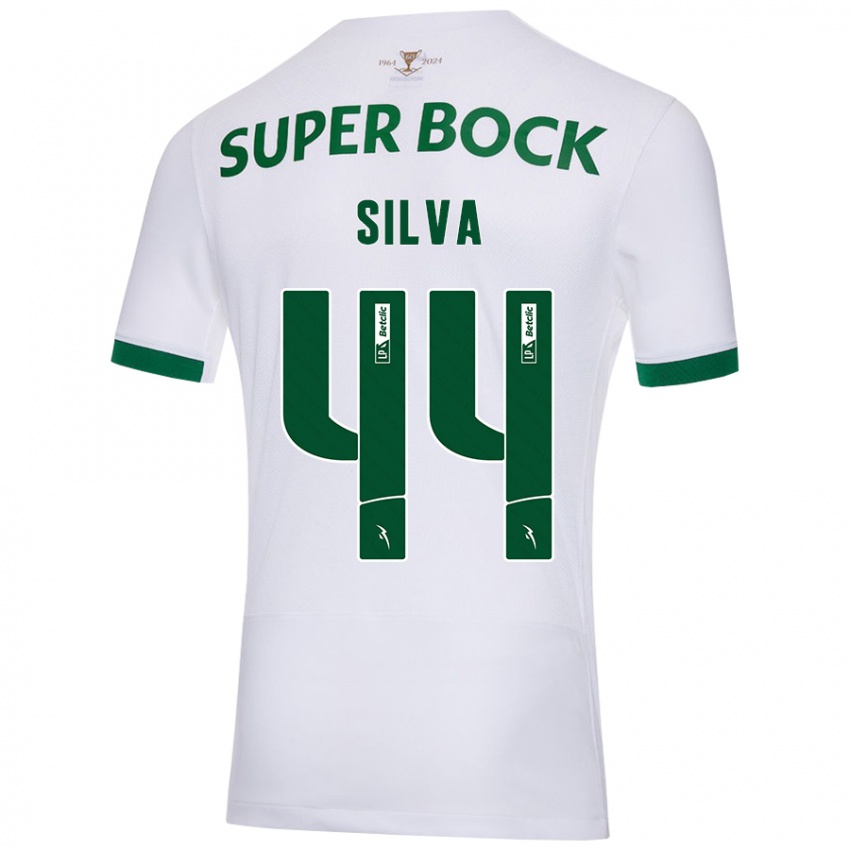 Enfant Maillot Pedro Silva #44 Blanc Vert Tenues Extérieur 2024/25 T-Shirt Belgique