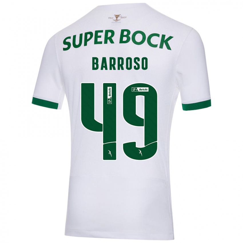 Enfant Maillot Leonardo Barroso #49 Blanc Vert Tenues Extérieur 2024/25 T-Shirt Belgique