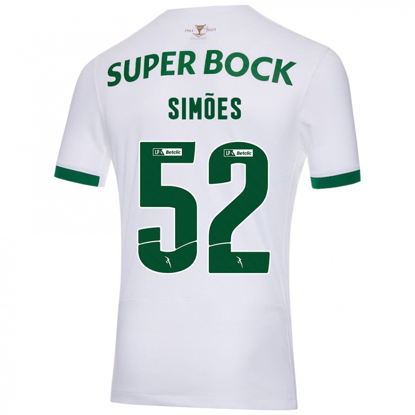 Enfant Maillot João Simões #52 Blanc Vert Tenues Extérieur 2024/25 T-Shirt Belgique