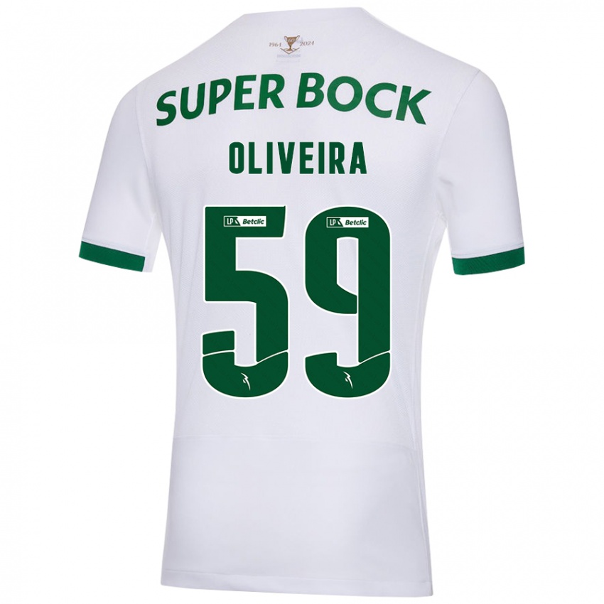 Enfant Maillot Kauã Oliveira #59 Blanc Vert Tenues Extérieur 2024/25 T-Shirt Belgique