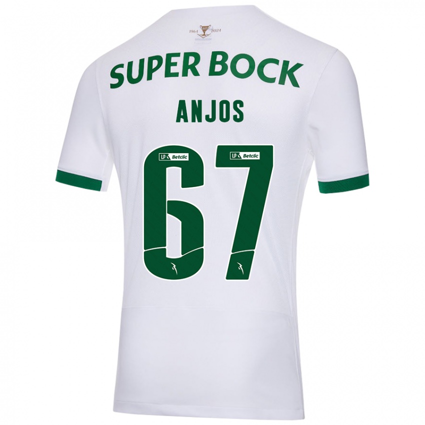 Enfant Maillot Lucas Anjos #67 Blanc Vert Tenues Extérieur 2024/25 T-Shirt Belgique